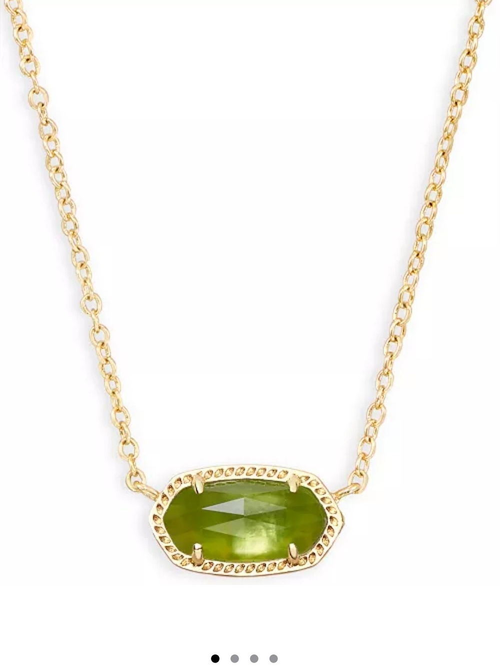 Kendra Scott Gold Necklace with Olive Green Faceted Pendant